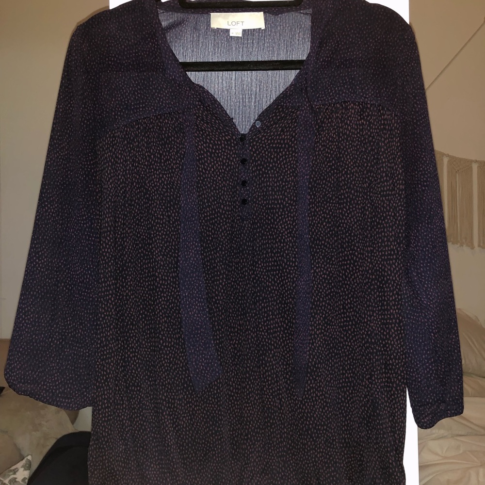 Ann Taylor Loft Navy 3/4 length blouse
